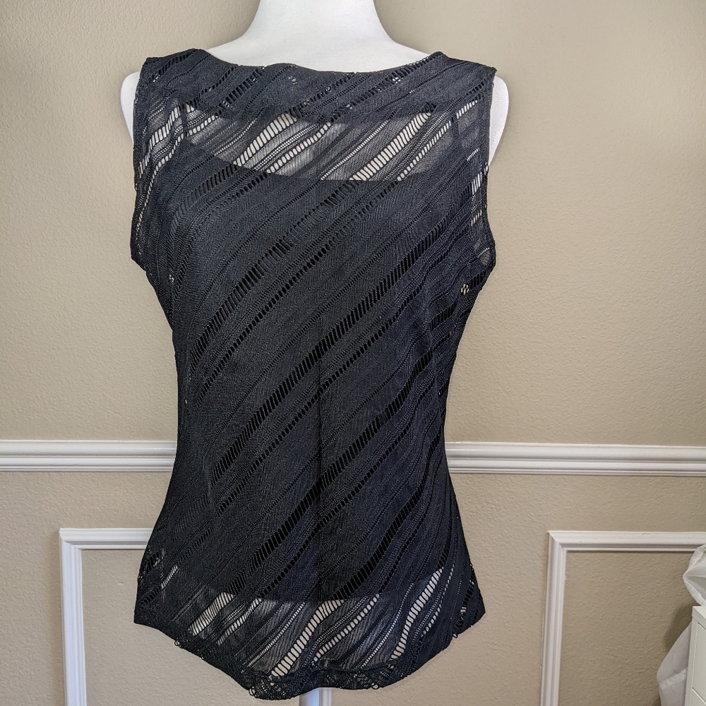 Sleeveless Sheer Black 2-Piece Top